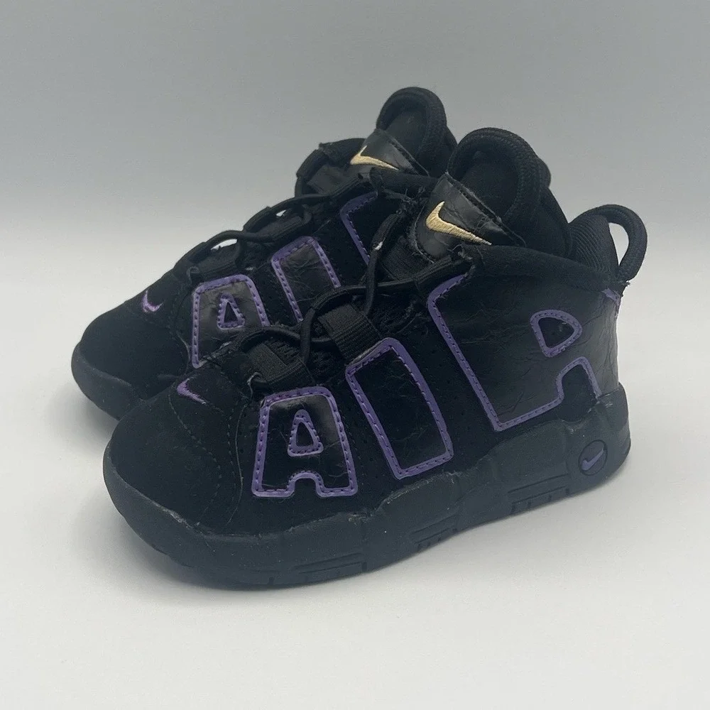 2022 Nike Air More Uptempo Black Purple Retro Shoes - Kids Toddler Size 8 USED